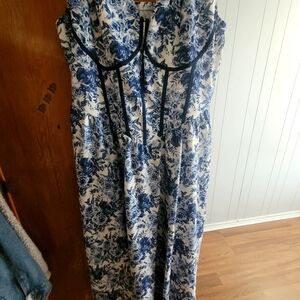 Floral Blue and White Dress